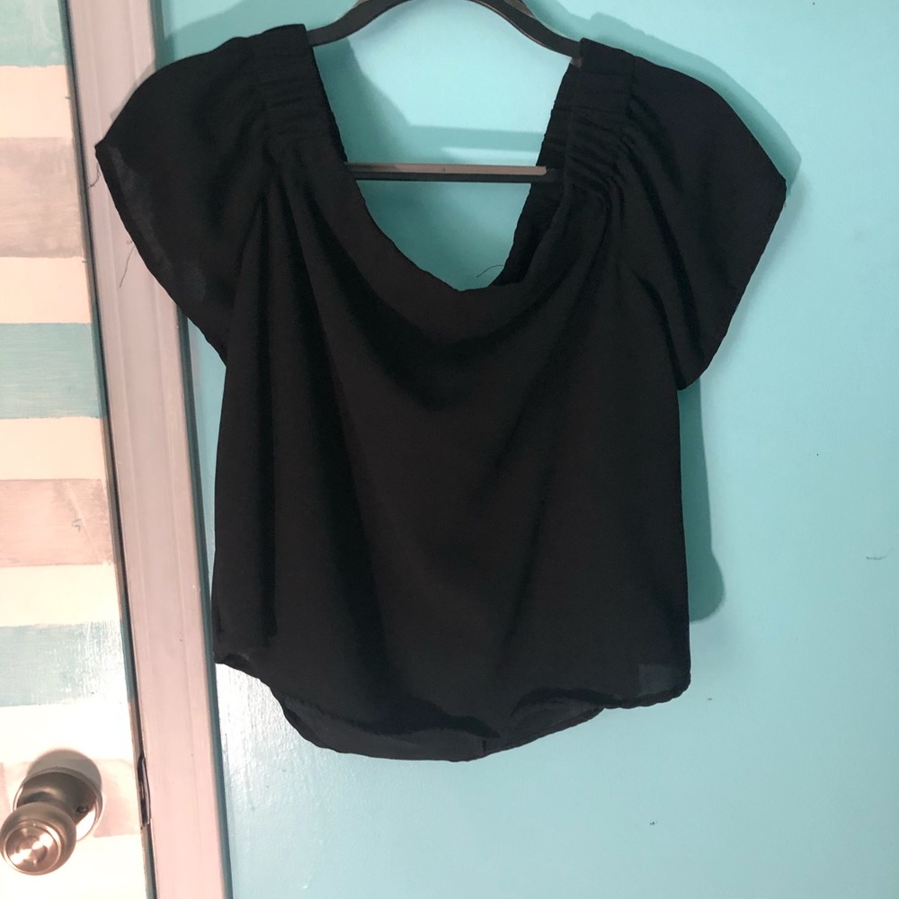 Off the shoulder black blouse